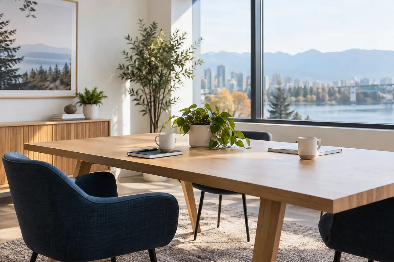Welcoming meeting table ready for conversation
