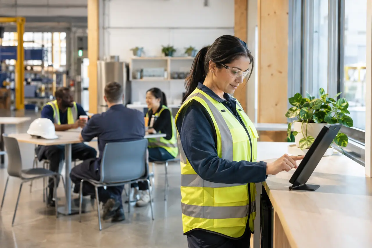 Manufacturing employee at a private survey station