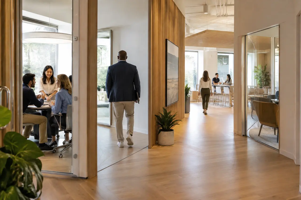 Modern office corridor with clear paths