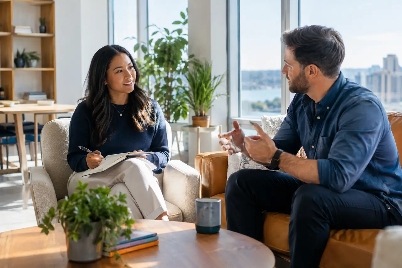Supervisor coaching a colleague